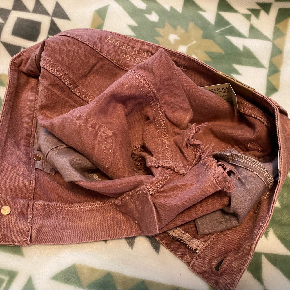American Eagle Pink Hi-Rise Festival Shortie Distressed Jean Shorts Size: 6 - Picture 11 of 11